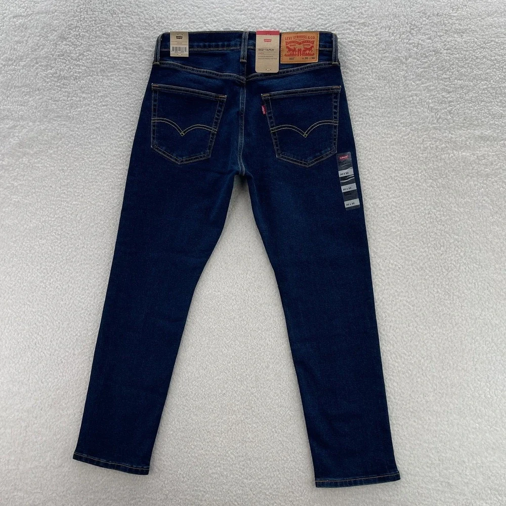Levi's Jeans Mens 30x30 Blue 502 Taper Fit Dark Wash Indigo Denim Preppy Minimal